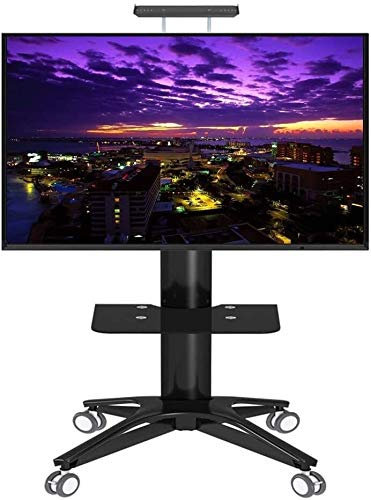 Support TV Portable Chariot TV Roulant Mobile Support De Sol sur Roues Verrouillables, Tablette Réglable en Hauteur pour Écran Plat De 32 À 70 Pouces Ou Moniteurs De Téléviseurs Incurvés Support De