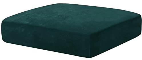 CHELZEN Velluto Coprisedile per divano, Copriseduta Divano Elasticizzato, Soft Cuscino Protezione Divano Sedile Lavabile (Grande 1 Posti, Verde Nerastro)