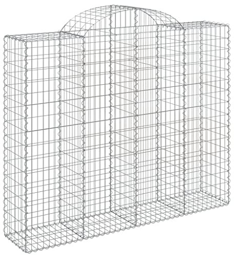 vidaXL Arched Gabion Basket Cage Mesh Wire Stone Basket Outdoor Spiral Retaining Wall Planter Garden 200x50x160/180 cm Galvanised Iron