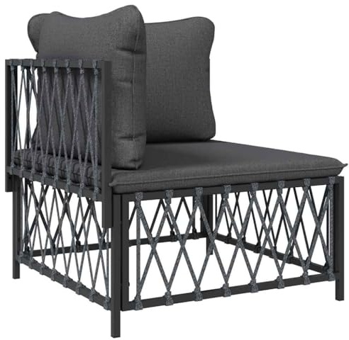 vidaXL Garten Ecksofa, Gartensofa mit Kissen Stahlrahmen, Modular Lounge Sofa für Garten Terrasse, Gartenmöbel Loungemöbel, Anthrazit Gewebe