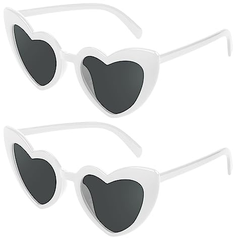 Ainiv Herz Sonnenbrille, 2 Stück Retro Katzenauge Herzbrille | UV400 Sonnenschutz und UV-Schutz, Sonnenbrille Herren Sunglasses Woman Mode Brillen für Kinder Party Reise Fotoshooting