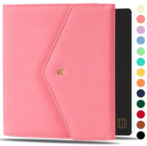 NEORAH A5-Notizbuchhülle mit Umschlagklappe, Punktraster-Tagebuch, Kunstlederhülle + Stiftschlaufe, Lesezeichen, Vorder- und Gesäßtasche, 6 Kartenfächer, Geschenk-Box, passend für jedes
