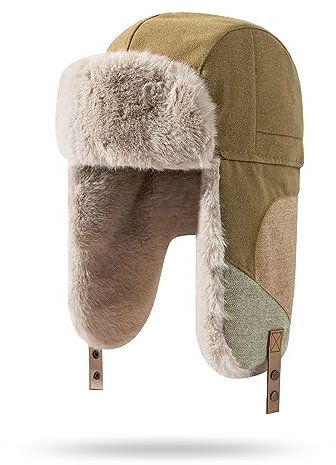 CLAPE Unisex Wintermütze mit Ohrenklappen Winddicht Trappermütze Fliegermütze Trapper Bomber Hats Weiche Kunstfellmütze Aviator Pilotenmütze