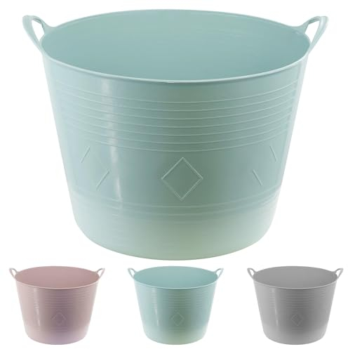 GEEZY 40L Large Flexi Tub with Handles – Heavy Duty, Weather-Resistant Rubber Bucket – Multi-Purpose for Laundry, Toy Storage, Garden Trug, Plastering, Cement Mixing, Car Washing – Indoor/Outdoor Use