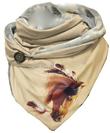Hiseng Damen Schals Groß Dreieck Winter Dreieckstuch Warmer Lieblingsschal Scarf Knopf Chic Schal Poncho Tierdruck Schals Soft Wrap Lange Stola