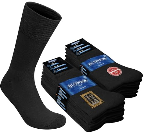 SOXCO herrstrumpor multipack arbete besättning svarta affärsstrumpor 10 par, Svart, 40-42 EU
