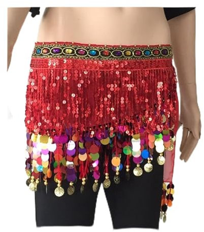 YMYGCC Hüfttuch Bauchtanz Bauchtanz Zubehör Frauen Tanzgürtel Gold Tanz Hüfte Schal Leistung Kostüme 889 (Color : C, Size : One Size)