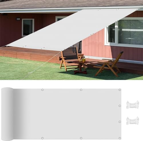 Voile d'ombrage Rectangle 1.2 x 4.2 m Résistant aux UV 95% Voile Dombrage Pare Soleil Inclus Kit de Montage pour Plantes Fleurs Grange Chenil, Blanc
