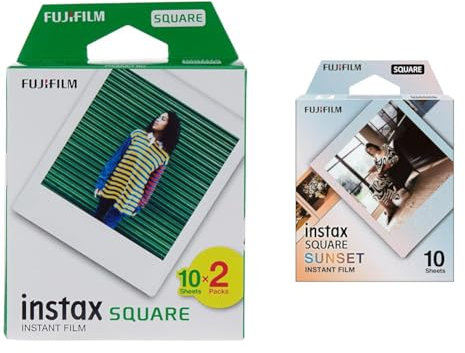 FUJIFILM Instax Square Instant Film WW (10 x 2 pièces) -L'emballage Peut Varier & Film instantané Instax Square, Sunset - 10 Photos