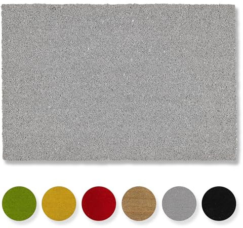Carpido rutschfeste Kokosmatte - 40 x 60 cm Grau - nachhaltige Naturfaser für den überdachten Außenbereich - 100% Kokos Fußmatte - Antibakterielle Türmatte