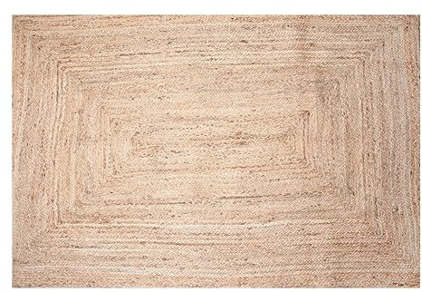 Craft Trade Hand Woven Jute Area Rug Farmhouse Reversible Braided Farmhouse Chic in Living Room Rustic Natural Fiber Indoor Outdoor Kitchen Bedroom (4x6 ft, Rectangular)