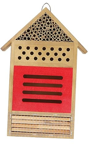 CIYODO Holz Bienenhotel für Garten mit Natürlichem Lebensraum und Einfachem Beobachten von Insekten Beige Bienenhaus als Nisthilfe für Wildbienen und Krabbeltieren