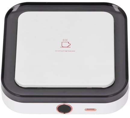 Depisuta Chauffe-tasse à café, 3 réglages de température, sans fil, rechargeable par USB, avec lumières, plaque chauffante électrique portable universelle pour boissons au lait, thé, chocolat chaud
