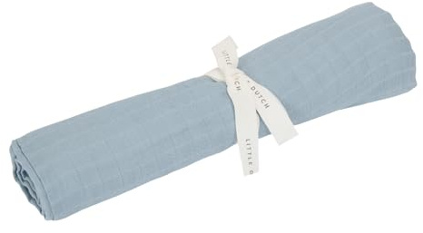 Little Dutch Pucktuch Swaddle Tuch Decke Musselin Baby (120x120 cm) Denim Blue blau - Pure