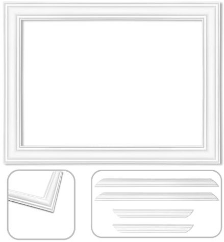DECCART | Moulure DP1 - Cadre mural 39x59cm, moulure décorative en polystyrène dur, moulure plafond blanc à peindre, montage facile, cimaise murale élégante