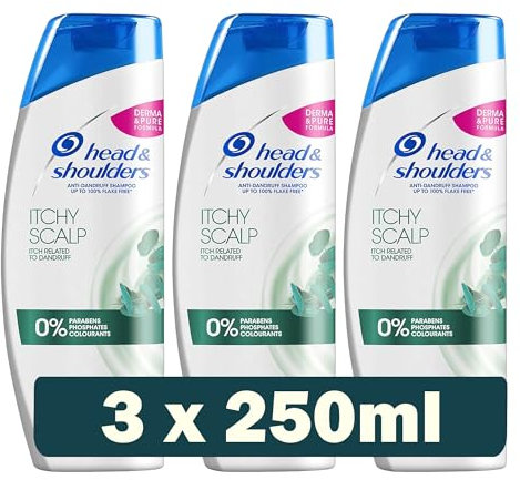 Head & Shoulders Itchy Scalp Anti-Dandruff Shampoo, 0% Parabens, 250ml, Pack of 3