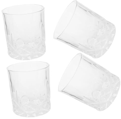 Cabilock Verres à Whisky 200ml en Verre, Lot de 4, Motif Gravé