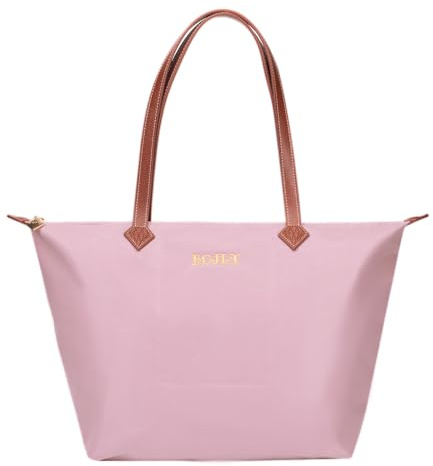 BOJLY Sac Cabas Femme Pliable & Imperméable - Grand Fourre-tout avec Doublure - Idéal pour Shopping, Voyage ou Cadeau Élégant (Rose Pétale)