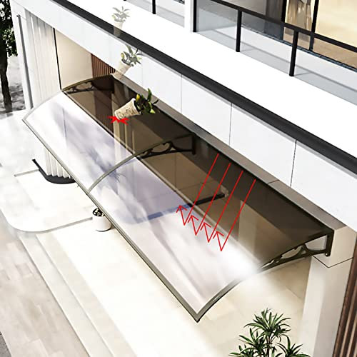 Auvent de porte extérieure pour porte incurvée, fenêtre, toit, balcon, cour, jardin (120 x 220 cm)