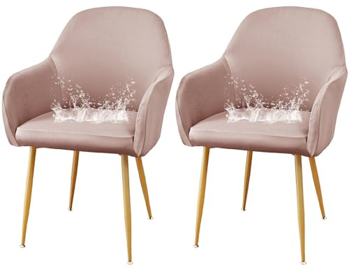 CLGTY Wasserabweisend Stuhlhussen mit Armlehnen-rosa-2 Stück | Stretch Spandex Hussen Für Stühle mit Elastischem Boden, Waschbar Sesselbezug für Esszimmer