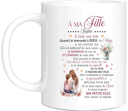 HALUMI Mug Message Nom Personnalisé Tasse A Café Originale À Ma Fille Tu Es Spéciale Cadeau De Maman Famille Anniversaire Noël Saint-Valentin Souvenir Femme Homme Mug Ceramique Bicolore 330ml 440ml