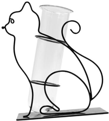 Toyvian Vaso in Ferro Battuto e Vetro Cavo Vaso per Fiori Idroponici Trasparente Decorazione per Fioriera Aerea Contenitore Idroponico per Piante per Fiori Creativo e Decorativo per Uso