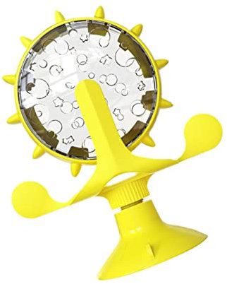 ifundom 1 Pièce Jouets pour Chats pour Chats D'intérieur pour Chat Moulin à Vent Chaton Mangeoire pour Chaton Distributeur De Nourriture pour Chat Fuite Jaune