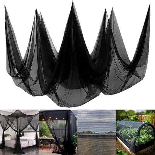 Moskitonetz Outdoor 6M* 2.4M, Fliegennetz für Innen & Außen, Gemüseschutznetz, Insektenschutznetz Gemüse, Gartennetz, Vogelschutznetz, Schutz Netz, Ideal für Garten, Gemüse & Obst, Schwarz