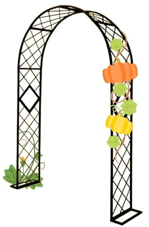 Metal Garden Arch with Base Climbing Rose Support Trellis for Wisteria Grapevines & Climbing Plants Wedding & Party Decor 260W x 230H cm