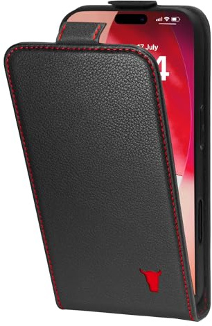 TORRO Coque à Rabat Compatible avec iPhone 17 Pro 6.3” 2025 – Étui en Cuir Véritable avec Porte-Cartes (Compatible avec Les chargeurs Officiels MagSafe) - Noir