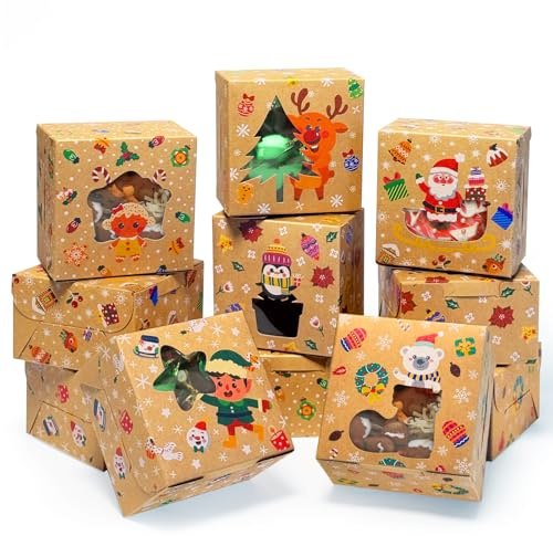 Gcardist Weihnachten Schuhe Bäckerei Boxen mit Fenster 30pcs 10,16x10,16x6,35 cm (4x4x2,5 Inch)