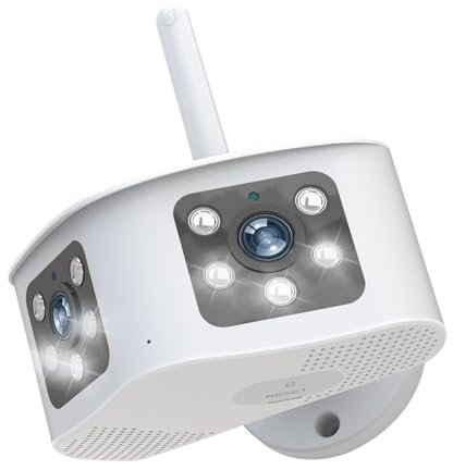Telecamere di sicurezza domestica Telecamera fissa panoramica a doppio obiettivo da 8 MP 4K Telecamera esterna ultra grandangolare da 180 ° Telecamera CCTV IP wireless a prova di cameriere(8MP Add 32G
