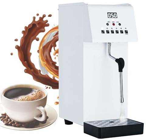 Milk Frother，Fully-Automatic Espresso Coffee Foam Maker, 5-Temp Presets/Single 360° Steam Wands/6L Stainless Steel Tank/LED Display, Steam Boiling Hot Water Dispenser, Commercial