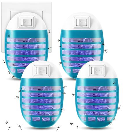 Gleisa 4 Piezas Trampa Eléctrica, Lámpara Antimosquitos con Luz UV, Sin Químicos, Silenciosa, contra Mosquitos, Moscas, Polillas, Mata Mosquitos Moscas Lampara para el Hogar, Cocina, Dormitorio