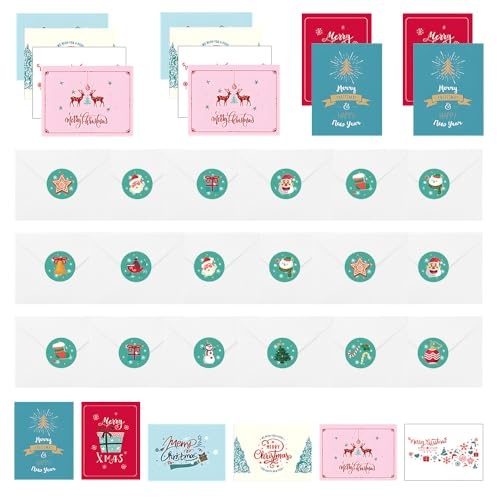ZSUIQIN 18 Stück Weihnachtskarten Set, klappkarten, Christmas Cards, Grusskarten für deine Weihnachtsgruß, Frohe Weihnachten Merry Christmas (6 Modelle à 3 Sets, 11.5 x 8.4 cm)
