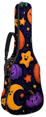 Verschiedene Halloween Süßigkeiten und Kürbisse Akustikgitarrentasche, dick gepolstert, wasserdichte Gitarrentasche für 40 41 42 Zoll Gitarren, Mehrfarbig 04, 42.9x16.9x4.7 in, Lässiger Tagesrucksack