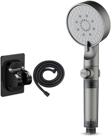 Pommeau de douche portable, avec plusieurs fonctions de pulvérisation et haute pression, accessoire de douche avec tuyau et support, pour spa, hôtel, appartement, WC d'invités