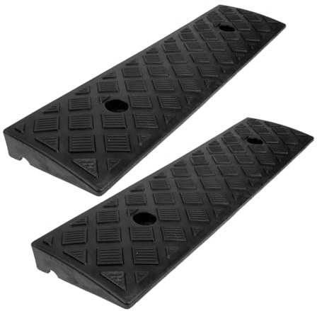 Garneck Rampa Gomma Antiscivolo per Soglie da 2 Pezzi, Resistente alla Pressione in Plastica Nera, per Veicoli a Due Ruote e Sedie a Rotelle in Giardino e Ambienti Interni