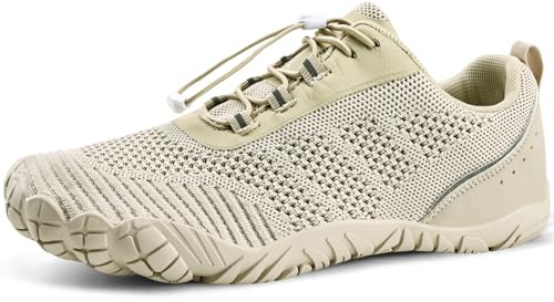 WateLves Barefoot Water Shoes Men Women Wide Toe Box Minimalist Gym Sneakers Zero Drop Walking Shoes for Training Yoga Beach Hiking (Beige, 37)