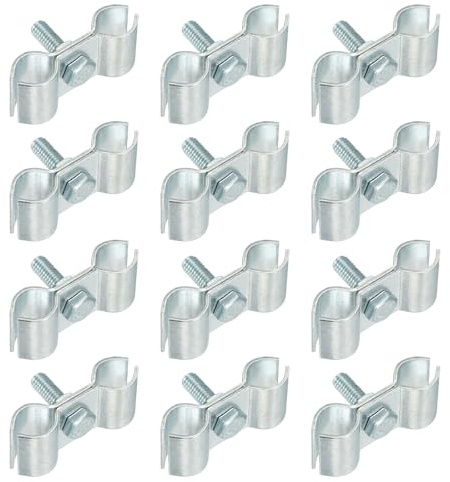 sourcing map 12pcs Chain Link Fence Panel Clamps, Dog Kennel Clamps for 15/32 (12mm) Round Pipe Frame, Galvanized Steel Fence Connector Temporary Dog Cage Hardware Parts with Bolts and Nuts