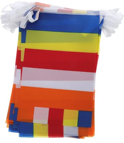 BRIGHTFUFU Buddhistische Gebetsfahnen aus Polyester mit Dekorativem Effekt für Tempel und Outdoor Hängedekoration in Fünf Schönen Farben Blau Gelb Weiß Rot Orange