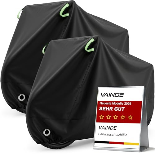 VAINDE 2er Set Fahrradabdeckung, 200 x 110 x 70 cm Wasserdichte Fahrradschutzhülle 210D Oxford Stoff,UV-Schutz Winddicht Reißfest, Universal Fahrrad Abdeckung für E-Bike, Mountainbike, Rennrad.