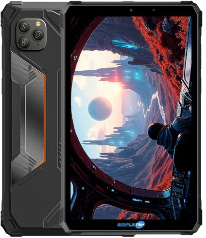 SIMPLETEK - Tablet Rugged 8,68 - 128GB ROM - 6+18GB RAM Boost - Batería 6600mAh - Protección IP68/IP69K - Android 13 - NFC - Dual SIM 4G LTE + Wi-Fi