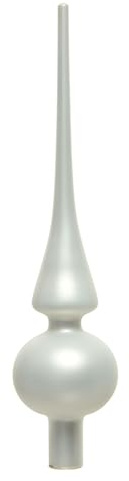 Julgransspets i glas 26 cm vit matt