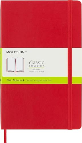 Moleskine Classic Notebook, Taccuino con Pagine Bianche, Copertina Morbida e Chiusura Elastica, Formato Large 13 x 21 cm, Colore Rosso Scarlatto, 192 Pagine