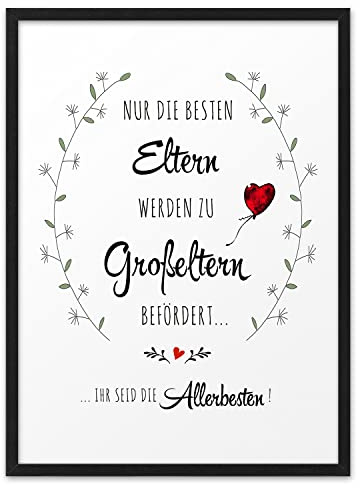 BESTE ELTERN GROSSELTERN | ABOUKI Kunstdruck | Geschenk Werdende Großeltern Eltern Geschenke für Eltern Taufe Geburt Oma Opa Danke Großeltern Poster Bild | Optional Personalisiert