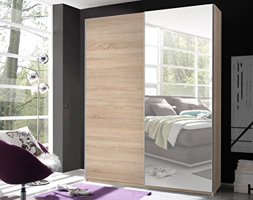 Schwebetürenschrank VICTOR 2 Kleiderschrank Schrank Schlafzimmer Eiche Sonoma Spiegel 170cm