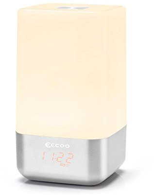 Fdit 5 Sonidos Despertar Luz Alarm Reloj Amanecer Simulation Lámpara de Noche con Naturales