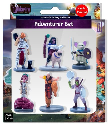 Wildspire Adventurer's Set Pre-Painted Miniatures for DND Miniatures Painted 28mm Compatible with Dungeons and Dragons Miniatures D&D Miniatures DND Figures Tabletop Miniatures DND Minis