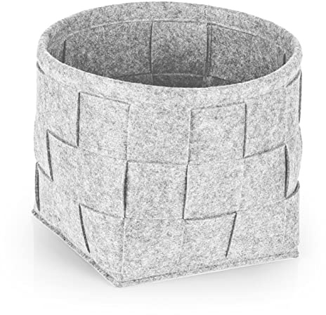 N8WERK Filz-Aufbewahrungskorb 24x24x24cm | Ideal zur Aufbewahrung von Kaminholz & Zeitschriften | Strapazierfähig & vielseitig | Faltbarer Aufbewahrungskorb passend für Regale [Hellgrau]